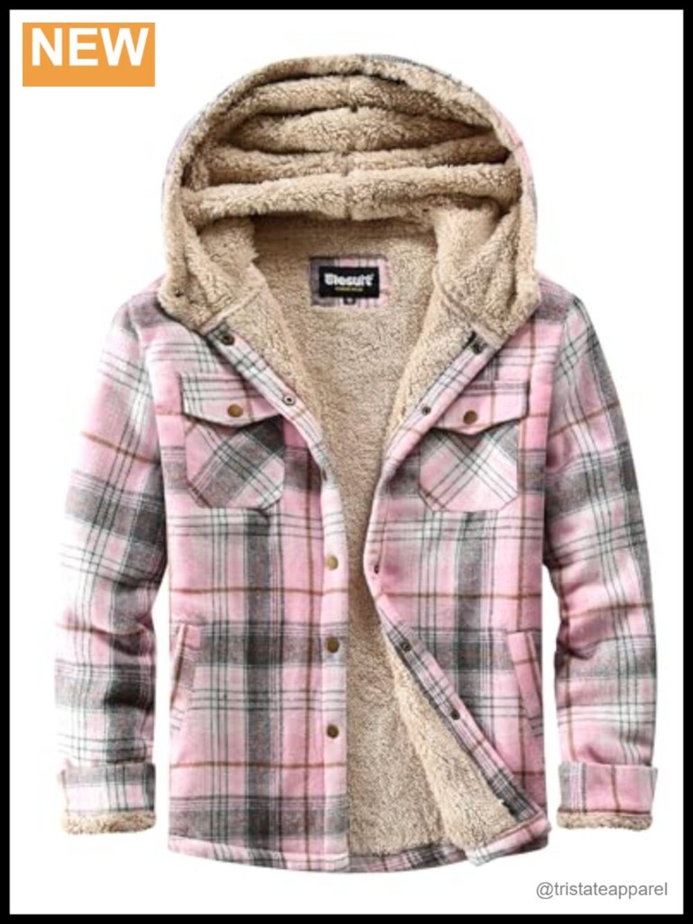 Plaid Fleece Hooded Button Down Jacket